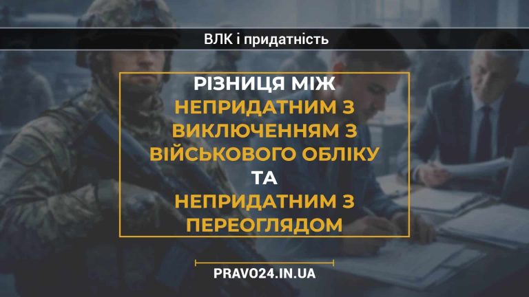 Різниця між непридатним з виключенням з військового обліку та непридатним з переоглядом