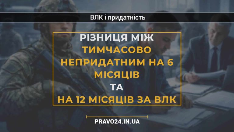Різниця між тимчасово непридатним на 6 місяців та на 12 місяців за ВЛК