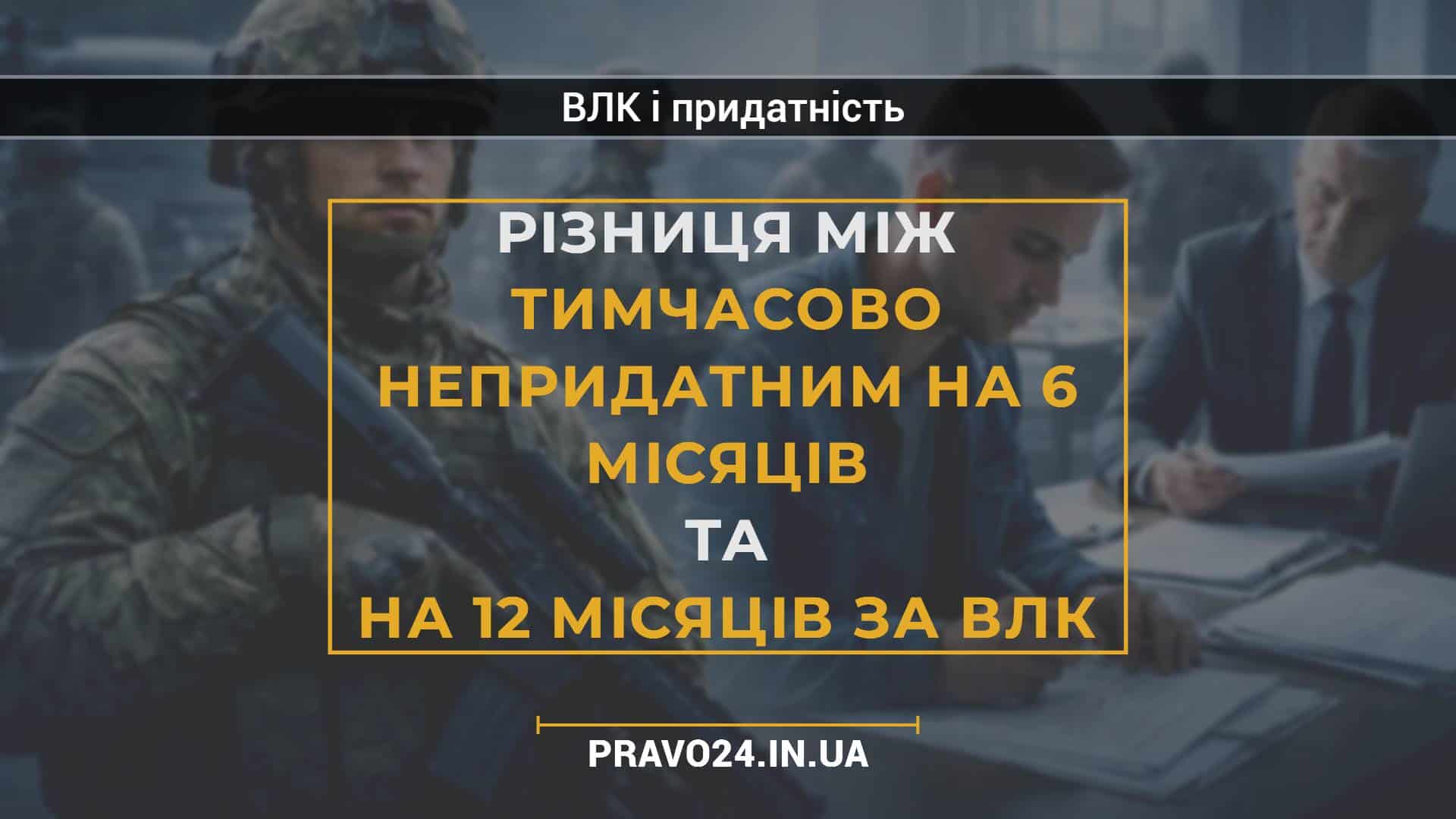 Різниця між тимчасово непридатним на 6 місяців та на 12 місяців за ВЛК