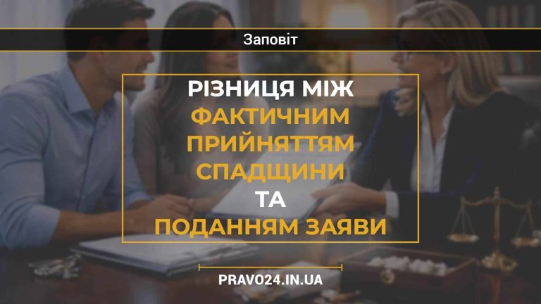 Різниця між фактичним прийняттям спадщини та поданням заяви